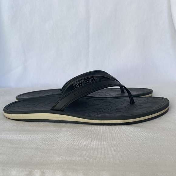 COACH Dahlia rubber black flip flops C logo on inner sole SIZE 6 G1757 - Picture 1 of 12